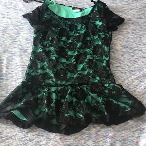 Vintage Deb black lace peplum shirt